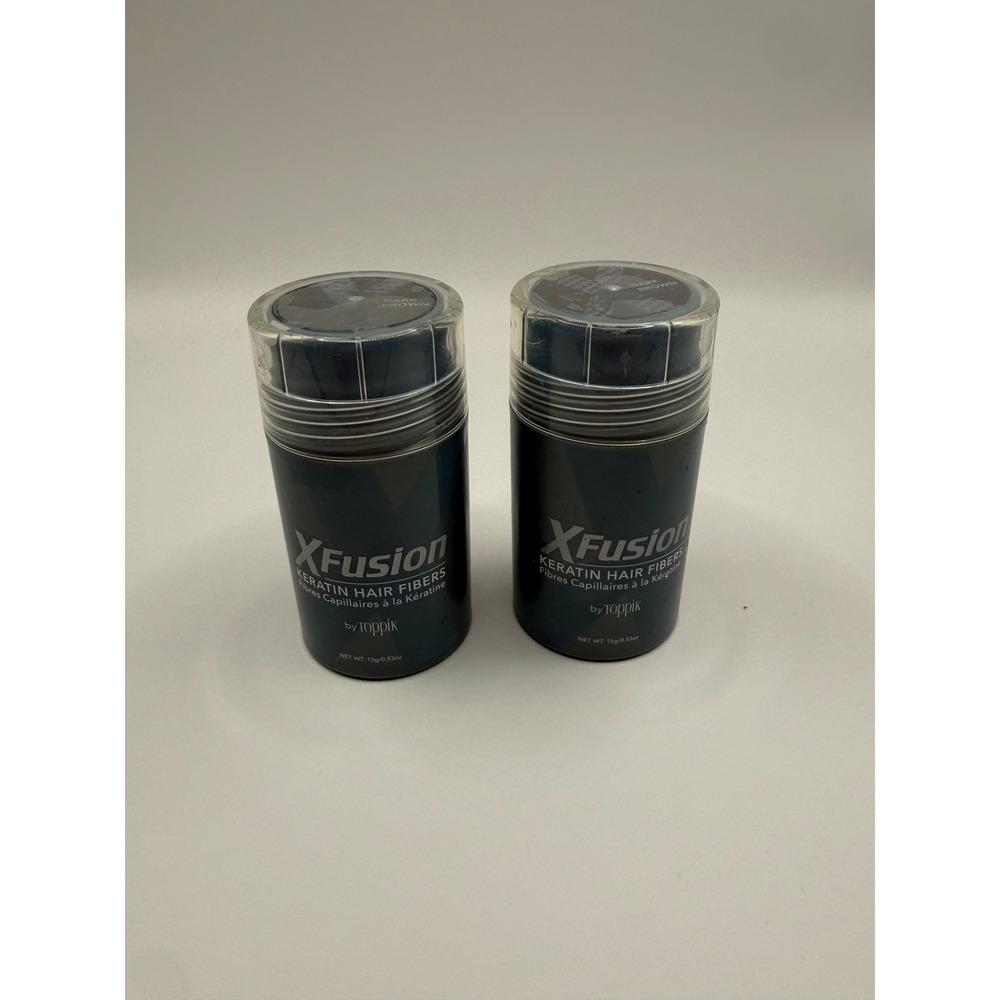 XFusion by Toppik Keratin Hair Fibers Dark Brown 15g 0.53oz Lot of 2 New Sealed